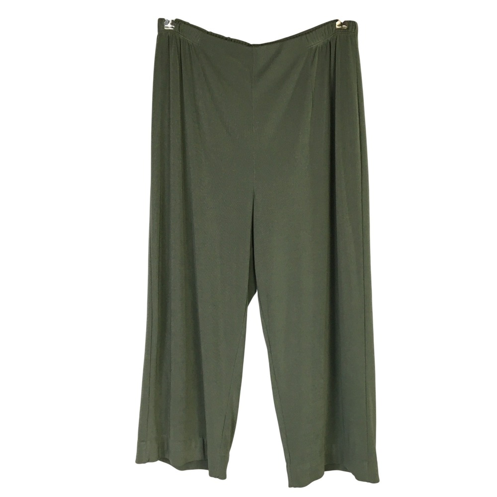 Additions by Chico's Olive‎ Green Wide Leg Cropped Pants Size 2